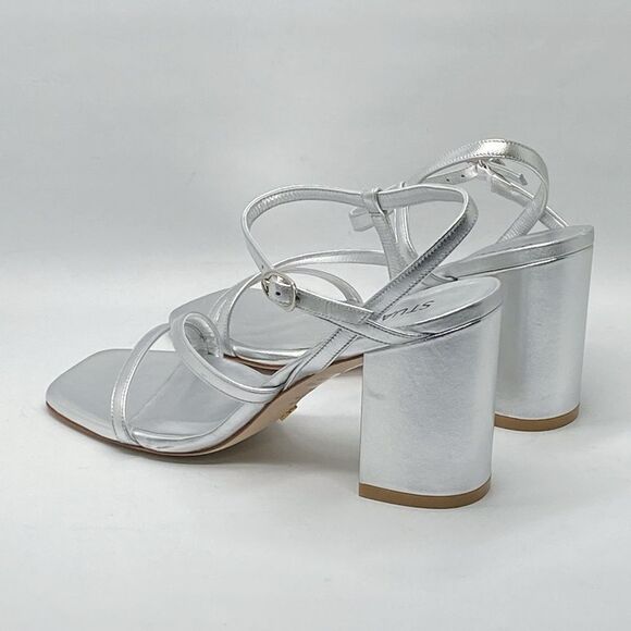 Stuart Weitzman Oasis 85MM Metallic Leather Block-Heel Sandals size 6.5 - Picture 9 of 12